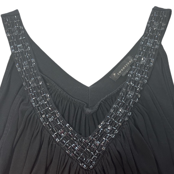EUC TWENTY ONE BLACK DRESS WITH BEADED V-NECK. LARGE. - Picture 3 of 3